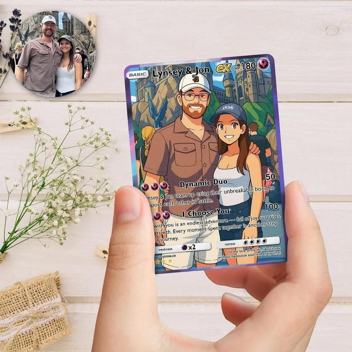 Personalized Pokemon Couple Card, Custom Photo Anime Wedding Card, Anniversary Gift, Gift for Him, Gift for Her, Custom Card Anniversary