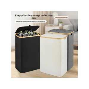 1 Set Kitchen Recycling Bins with Removable Inner Bags, Large Capacity Bottle Recycling Container, Recycling Can for Glass, Paper, Plastic, Metal and Empty Bottles, Beverage Bottle Storage Basket, Foldable Trash Can, Kitchen Garbage Can