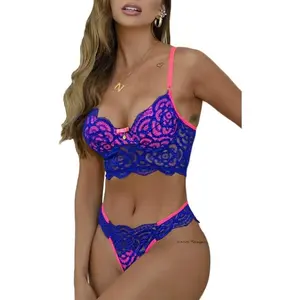 NeonTwoTone,DoubleLayer,HighLegBottom,2PiecesLingerie Womenswear Spaghetti Strap