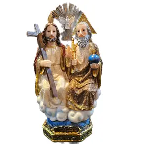 santisima trinidad 8" Religious Figurine with Jesus and Cross, Decorative Home Decor