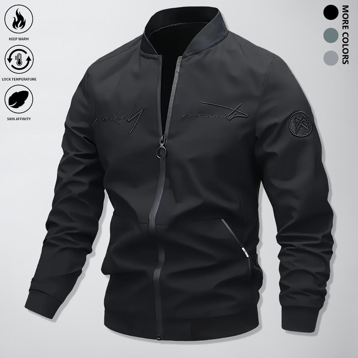 Men's Plain Waterproof Windproof Drawstring Zip Up Hooded Jacket, Casual Long Sleeve Zipper Pocket Design Outerwear for Outdoor Activities, Men's Clothes for All Seasons, Menswear