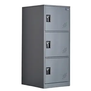 3 Door Vertical Small Metal Locker with Lock Latch for Employee, Home, Office