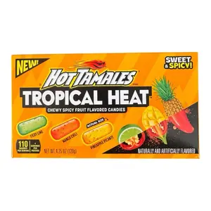 Hot Tamales Tropical Heat Chewy Spice Candy- Fiery Lime, Mango Chili, & Pineapple Picante- 1 box 4.25 oz