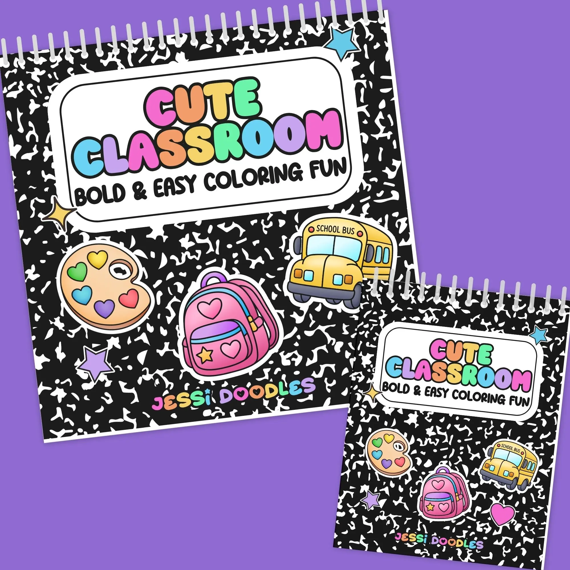 Cute Classroom Bold & Easy Spiral Coloring Book