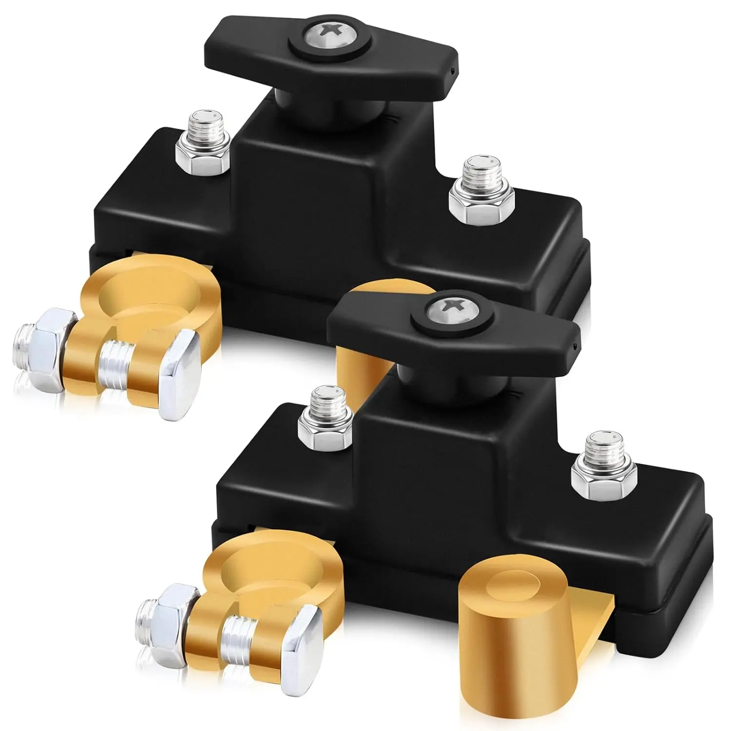 2Pcs Heavy Duty Pure Copper Car Battery Power Cut-Off Switch Breaker, Smart Disconnect Switch with Stable Transmission & High Conductivity for Truck, Boat