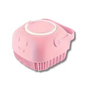 Multicolor Silicone Pet Bath Brush with Built-in Shampoo Dispenser Soft Bristles Non-Slip Handle for Stress-Free Grooming of Dogs & Cats