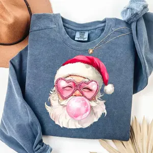 Comfort Colors® Santa Bubble Gum Christmas Sweatshirt, Christmas Santa Shirt, Christmas Bubble Gum Shirt, Santa Claus Christmas Shirt