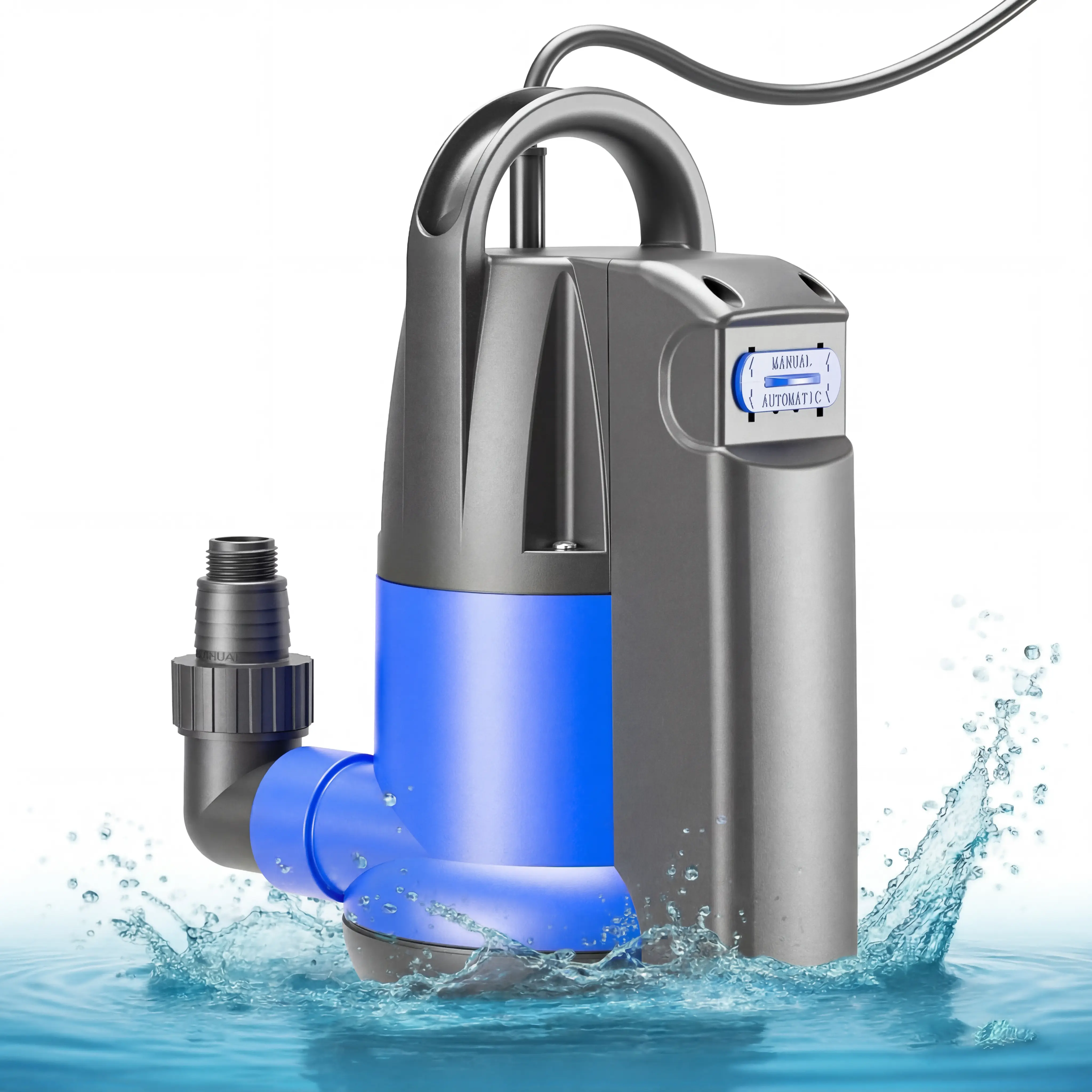 1HP Submersible Water Pump Automatic Sump Pump 4000GPH Built-in Float Switch Portable Utility Pumps with Adapters for Hot Tub, Standing Water, Pools, Boats, Gardens, and Ponds