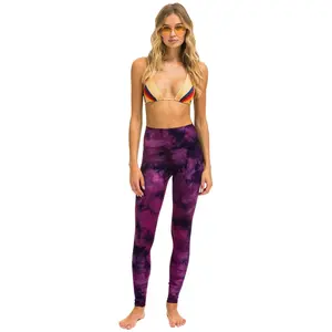 HAND DYED FULL LENGTH HI-RISE LEGGINGS - TIE DYE CRYSTAL ROSE