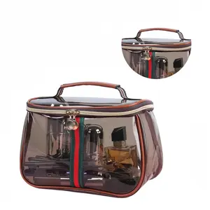 New Retro Vintage Vanity Bag, Waterproof Transparent Vintage Makeup Bag, Ladies Large Capacity Organizer, Travel Skincare Storage Case, Makeup Organizer Travel Case for Women【Brown】