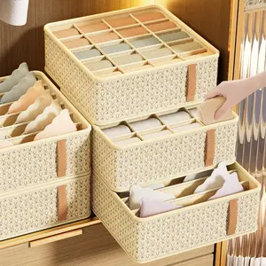 Multifunctional Drawer Organizer Box for Underwear Socks, Foldable Stackable Storage Bin, Eco-Friendly Fabric, Space-Saving Design