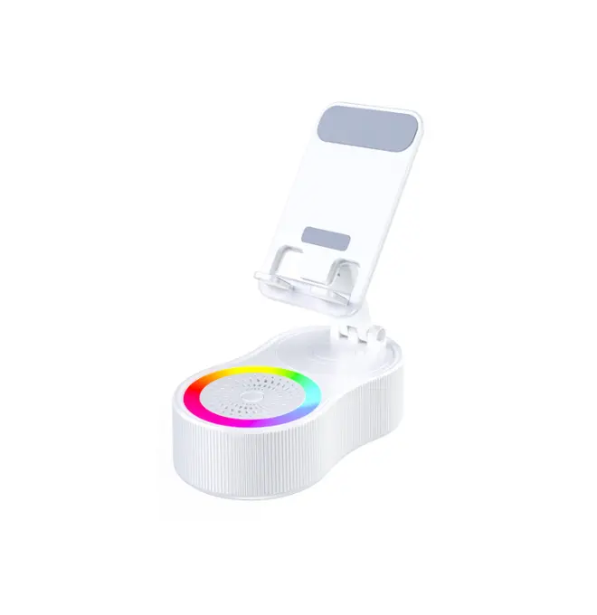 360° Rotatable Stable Plastic Phone Holder Stand - Nonslip Wireless Multifunctional Gadget with Bluetooth Speaker, Fast Charging Rack, LED Light for Home Desk, Compatible with Smartphone, Cellphone, Tablets & Devices