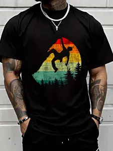 100% cotton Retro Vintage Mountain Climber - Rock Climbing Bouldering T-Shirt Men Graphic T-Shirt Cotton Print short Sleeve Casual Top, Summer Tee Mens Tops