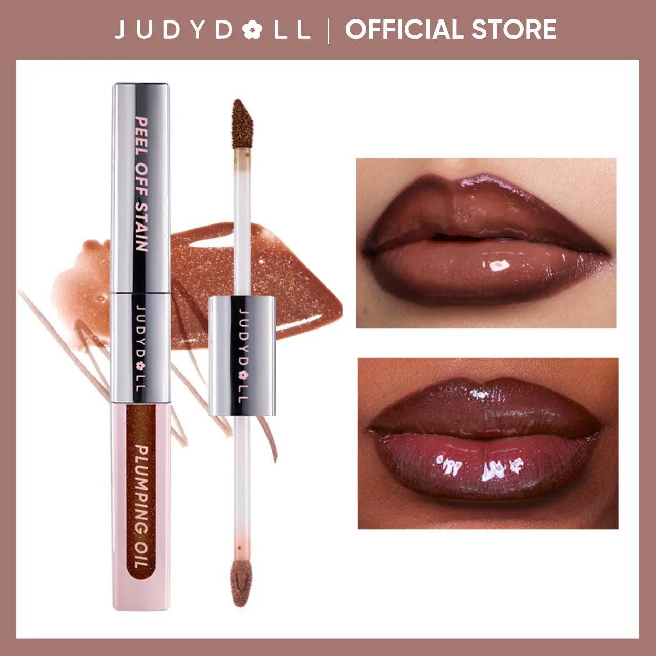 JUDYDOLL Peel Off Stain and Plumping Oil Duo, Glossy, Blur, Peel-Off Lip Liner Stain, 2 in 1 Combo, 2 in 1 Lip Gloss & Lip Liner, Plumper, All Day & Night Lipliner, Lip Stain, Smudge-Proof, Hydrating, Refresh Look, Makeup, Mother's Day Gift, Summervibes