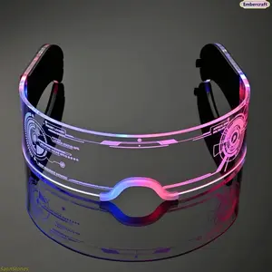 LED Light-Up Party Glasses - Neon Futuristic Rave Sunglasses for Adults, Flashing Cyberpunk Shades, Fashion Accessory, Ideal for Festival, Halloween, Cosplay Costume Gift, Accessories