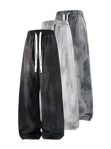 3Pack Men's Tie Dye Wide Leg Pants, Elastic Drawstring Waist Loose Fit Trousers, Streetwear Casual Pants | 1/2/3-pacs