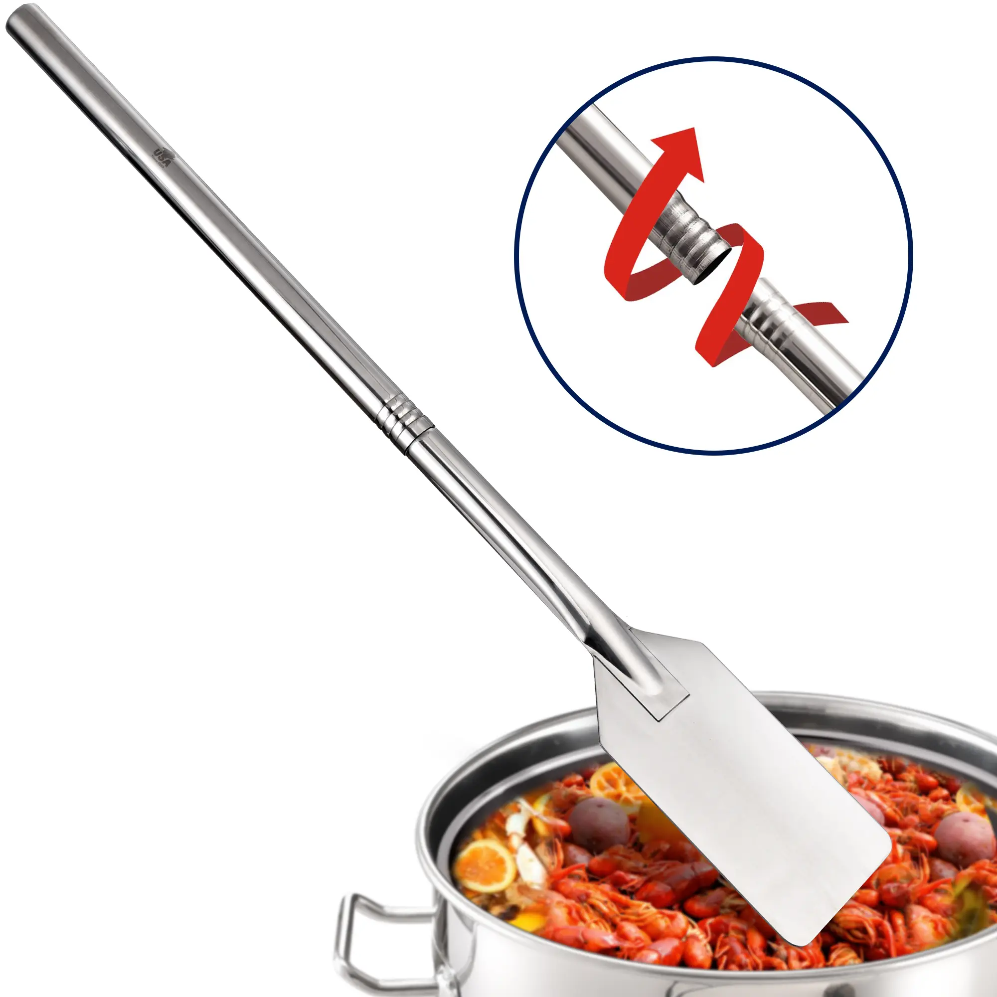 ARC ADVANCED ROYAL CHAMPION Heavy-Duty Mixing Paddle - 36-in Oar-Style Solid Metal Stainless Steel Stirrer, 2-Piece Handle Kitchen Supplies for Cooks, Boiling Crawfish Large Batch Use