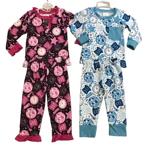 Kids Winter Pajamas Set Boy Happy New Year Clothes Sleep Wear