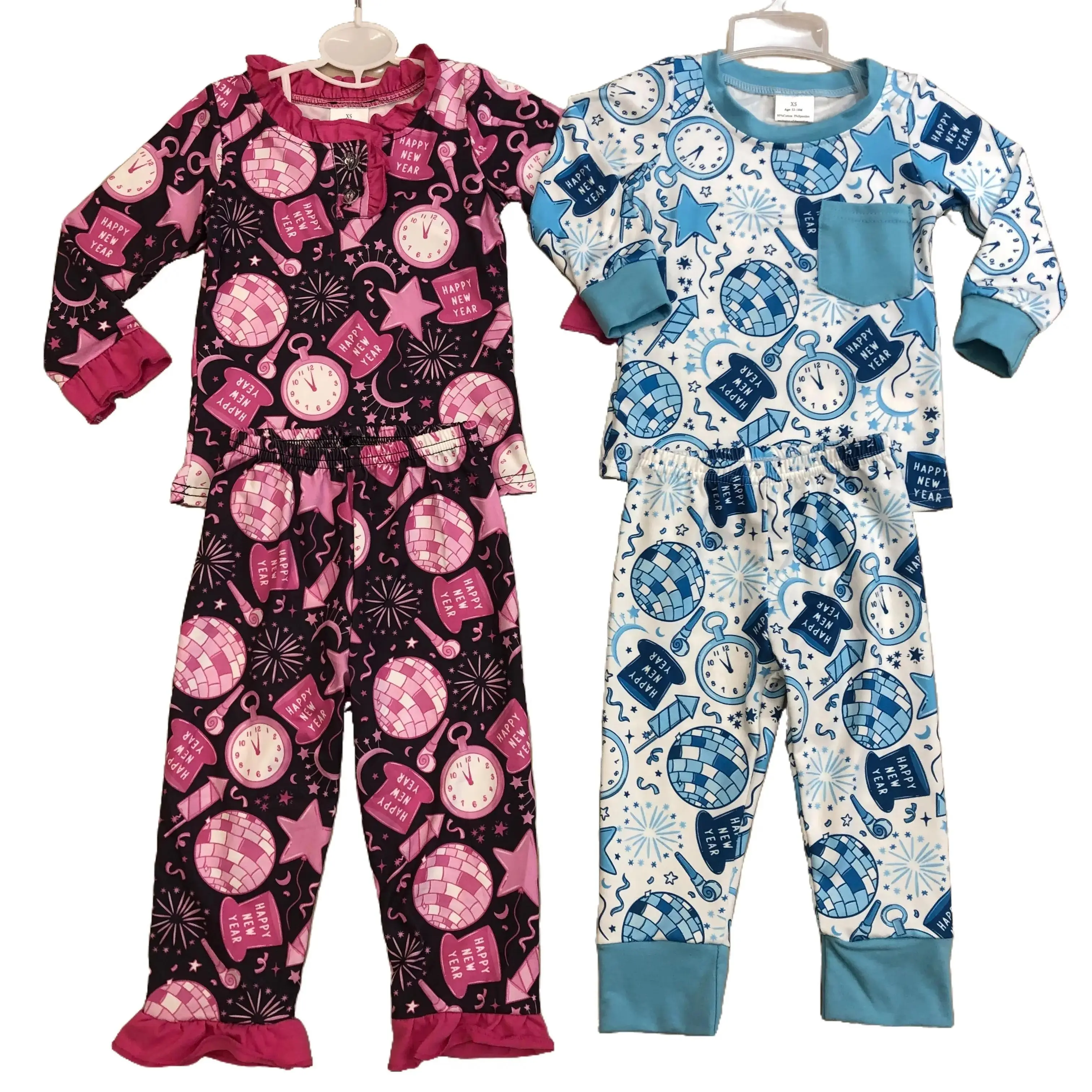 Kids Winter Pajamas Set Boy Happy New Year Clothes Sleep Wear