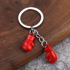 1pc Creative Boxing Gloves Keychain, Mini Metal Fighting Gloves Pendant, Fitness Club Boxing Competition Gifts, Fashionable Alloy Keychain