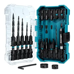 【Fathersdaygift】Libraton Countersink Drill Bit Set, 19 Pcs Tapered Drill Bits for Woodworking, Counter Sink Drill Bit Wood Plug Cutter Extendable Bit Holder 1/4" Hex Shank Screwdriver Bits with Storage Case outdoorfun Power Tool Wrench,father'sdaygifts