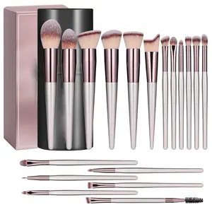 Professional Makeup Brush Set 18 Pcs Synthetic Foundation Powder Concealers Eyeshadow Blush Brushes with Black Case & Labeled Instructions tiktokshopspringglowup