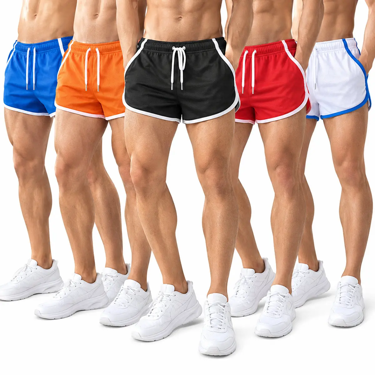 Men's 3-In Quick-Dry Mesh Short Shorts - Elastic Waistband, Drawstring, V-Cut Split Sides, 2 Side Pockets, 100% Polyester, Lightweight Breathable Dual-Sport Jogging Athleisure Gym-To-Street Mesh Casual Wear, Jogging Shorts