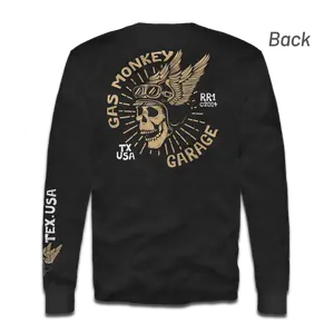 Skull Logo Long Sleeve Tee - Men's Crewneck Top with Skull Logo Design