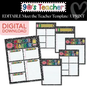 Printable Retro Meet The Teacher Template | 90s Teacher