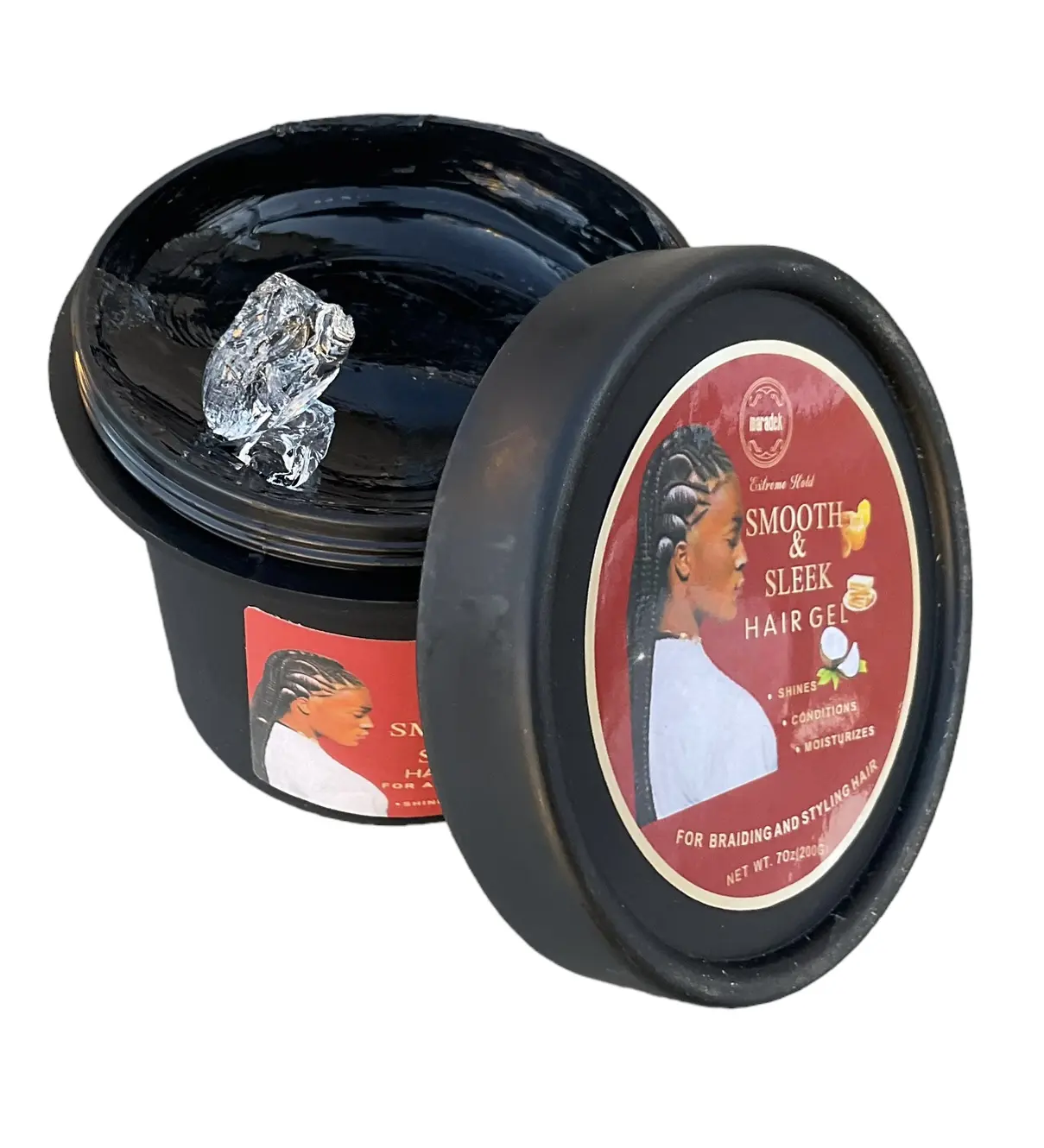MARADEK Smooth & Sleek Extreme Hold, No Flakes Hair Braiding Gel for Locs, Twists and Edge Control - Shines, Conditions & Moisturizes All Hair Types (7 oz)