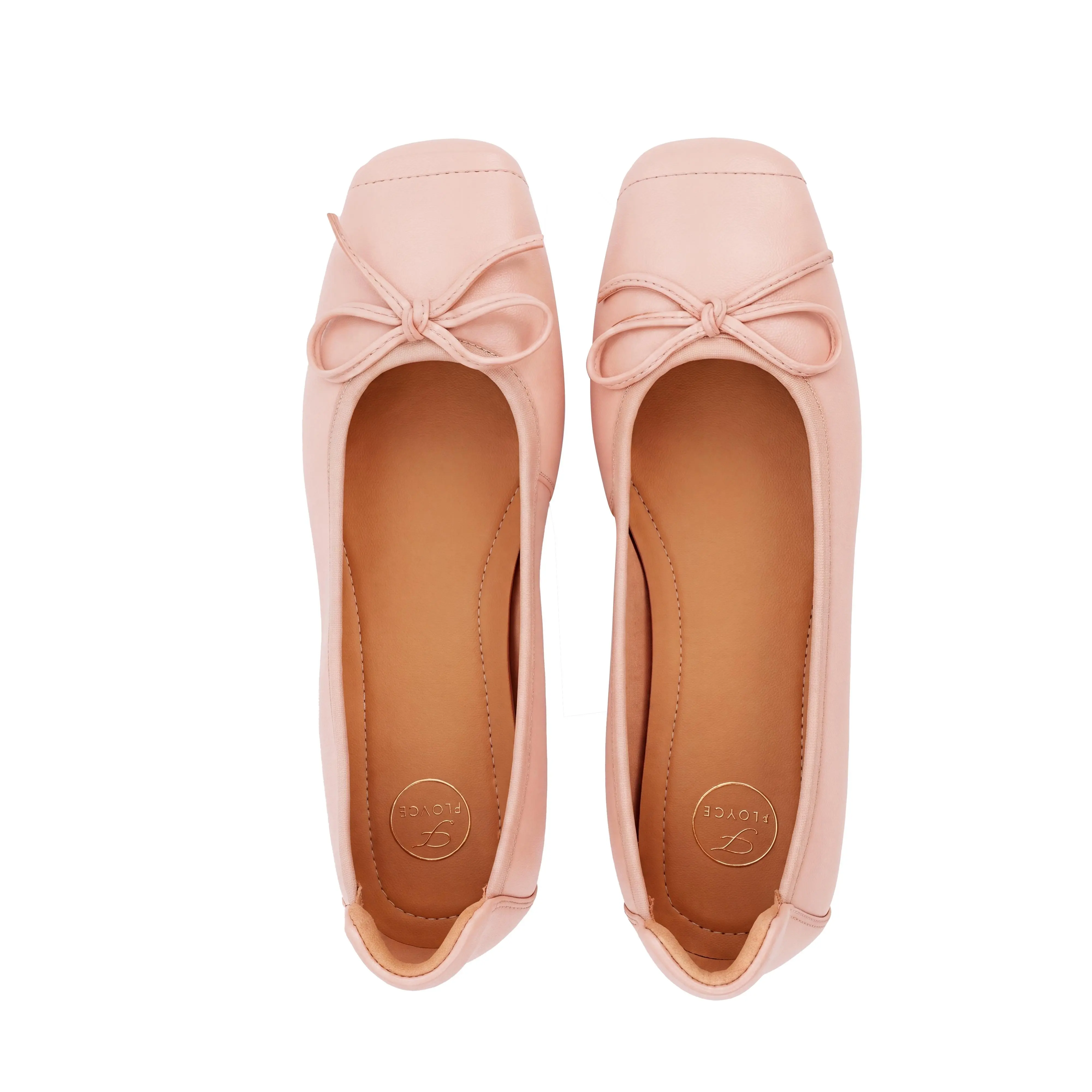Minori Ballet Flat - Floyce Women's Blush Pink Ballet Flats, Cap Toe Bow Detail, Cushioned Insole for Office & Everyday