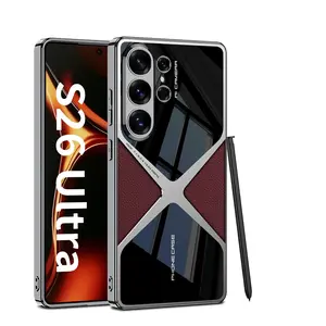 Samsung Galaxy S26/s25 Ultra PU Leather Smartphone Case, Lens Full Protection, Electroplated Ultrasonic Thin Fashion Trendy Anti-Drop Cover