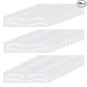 120 Pairs Eyebrow Stencils, 3 Shapes Disposable Eyebrow Tape Stickers, Eye Brow Strips Templates Suitable for Tinting, Dyeing, Airbrush Coloring