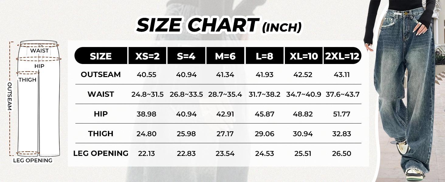 EMMIOL Women's Wide-Leg Loose Jeans, four-pocket design, zip fly, button closure, belt loops, relaxed fit - Women's Bottoms, Pants, Street Style, Comfortable