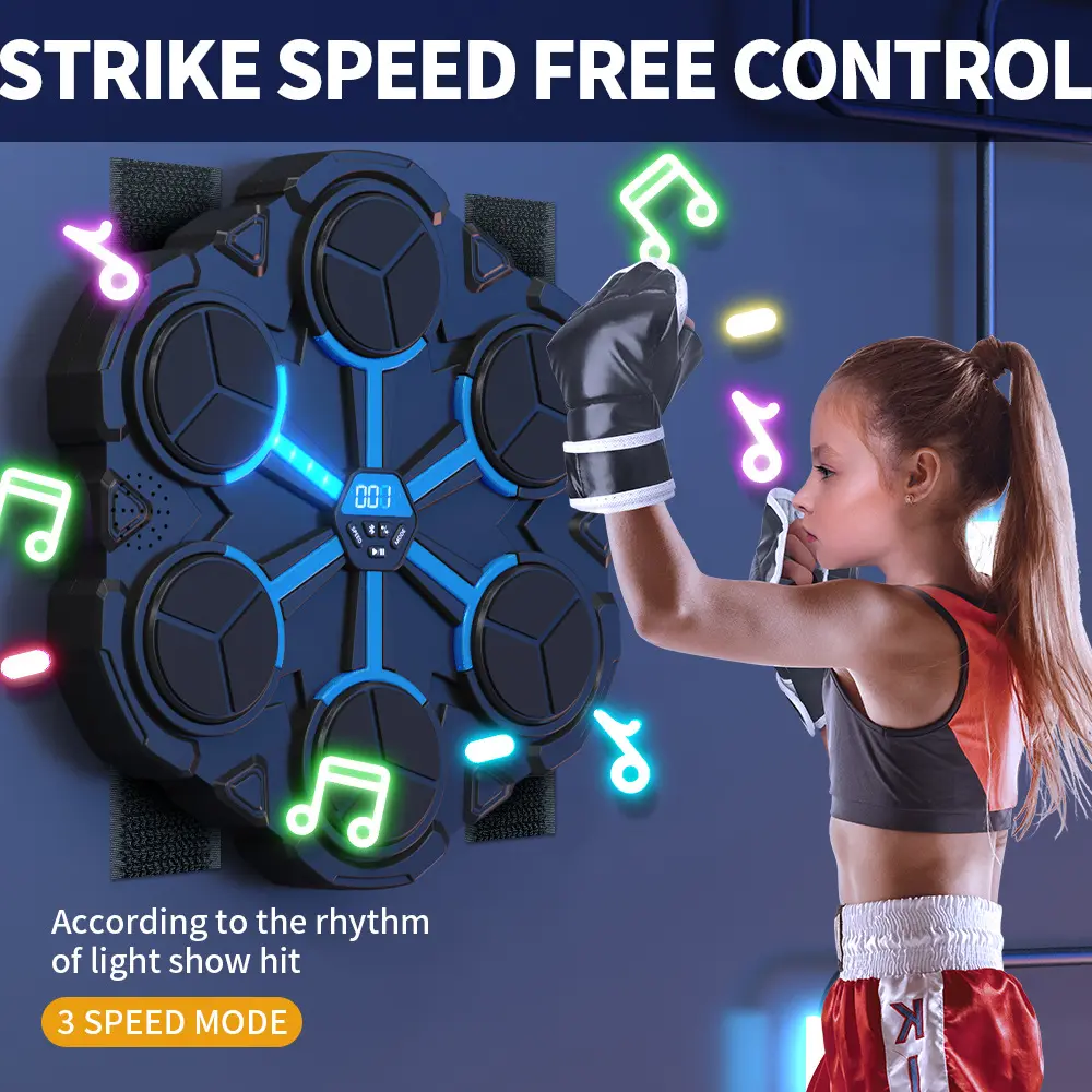 boxe mode Smart Wall Mounted Boxing Machine Bluetooth Music Punch Pad LED Light  Reaction Trainer with Gloves for