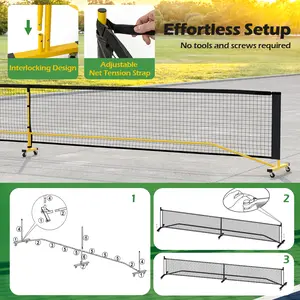 COSTWAY - 22 FT Portable Pickleball Net with 6 Lockable Wheels and Carry Bag