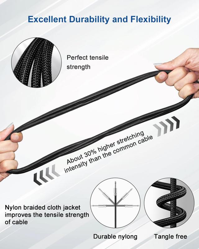 Guitar , Guitar Cord 10ft AMP Cord for Bass & Electric Guitars/Keyboard/Mandolin TS 1/4 Inch Instrument , Pro Audio Straight Angle Black