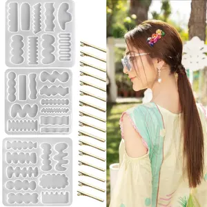 3 Pack Barrette Resin Molds, DIY Hair Pin Casting Mold, Hair Clip Mold, Strip Silicone Molds, Jewelry Molds for Epoxy Resin, Hair Pin, Bookmark, Pendant ﻿