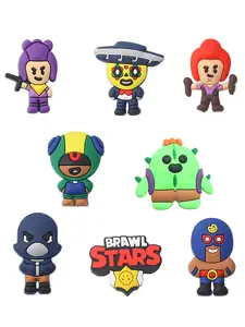 8 Piece Brawl Stars Game Series Cartoon Shoe Accessories, Kids Shoes Decorations, Wristbands, Sandals, Christmas Gift, Perfect for Children