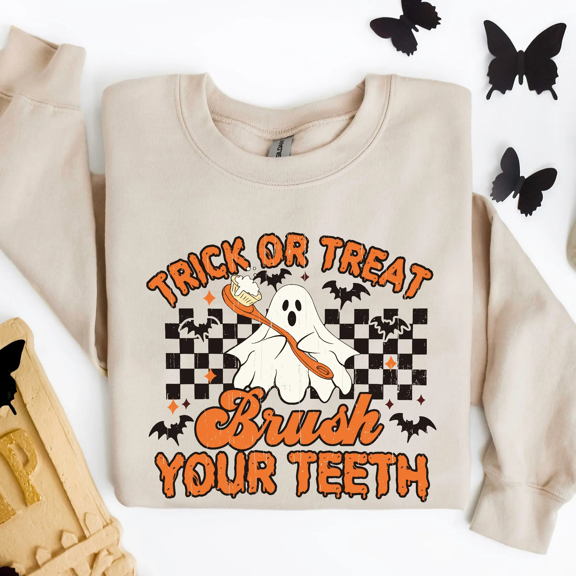 Halloween Dentist Sweatshirt, Trick Or Teeth Sweatshirt, Dental Halloween Sweatshirt, Dental Assistant Hoodie, Spooky Dentist Shirt Cotton Fabric