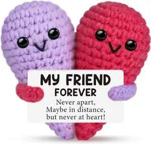 Funny Crochet Heart Best Friend Birthday Gifts for Women,Easter Basket Stuffers Long Distance Friendship Gifts for Friends Graduation Mothers Day Going Away Gift Coworkers Bestie,Cute Handmade Decor