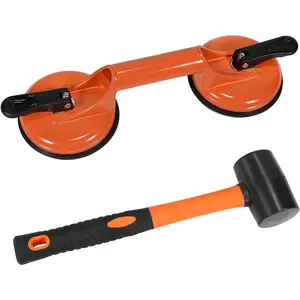 Floor Gap Fixer Tool for Laminate Floor Gap Repair Plank Grabber Includes Heavy Duty Aluminum Suction Cup and Fiberglass Handle Rubber Mallet (Can't Use on Scraped Surface Floor)