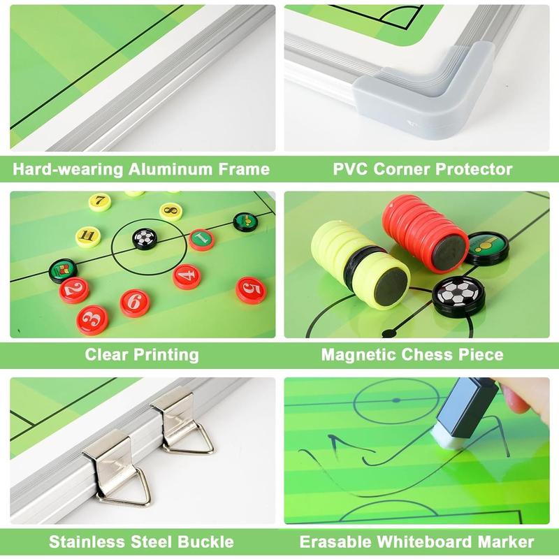 Soccer Coaching Board with Magnets and Marker Pen, Magnetic Soccer Coach Board, Soccer Dry Erase Whiteboard Clipboard, Coach Training Equipment