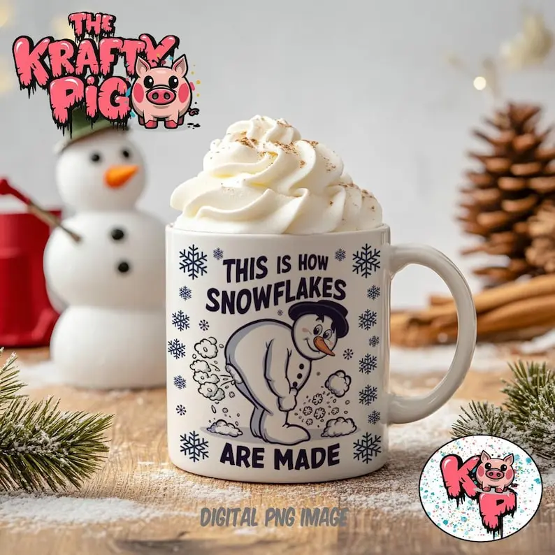Funny Christmas Snowman Mug How Snowflakes are Made mug