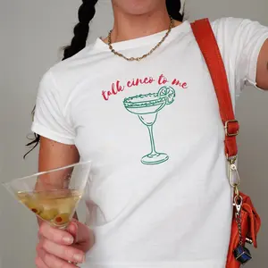 Talk Cinco To Me Baby Tee, Cinco De Mayo Y2k Shirt, Lime Salt Tequila Baby Tee, Margarita Lover Gift, Mexicana Party Shirt