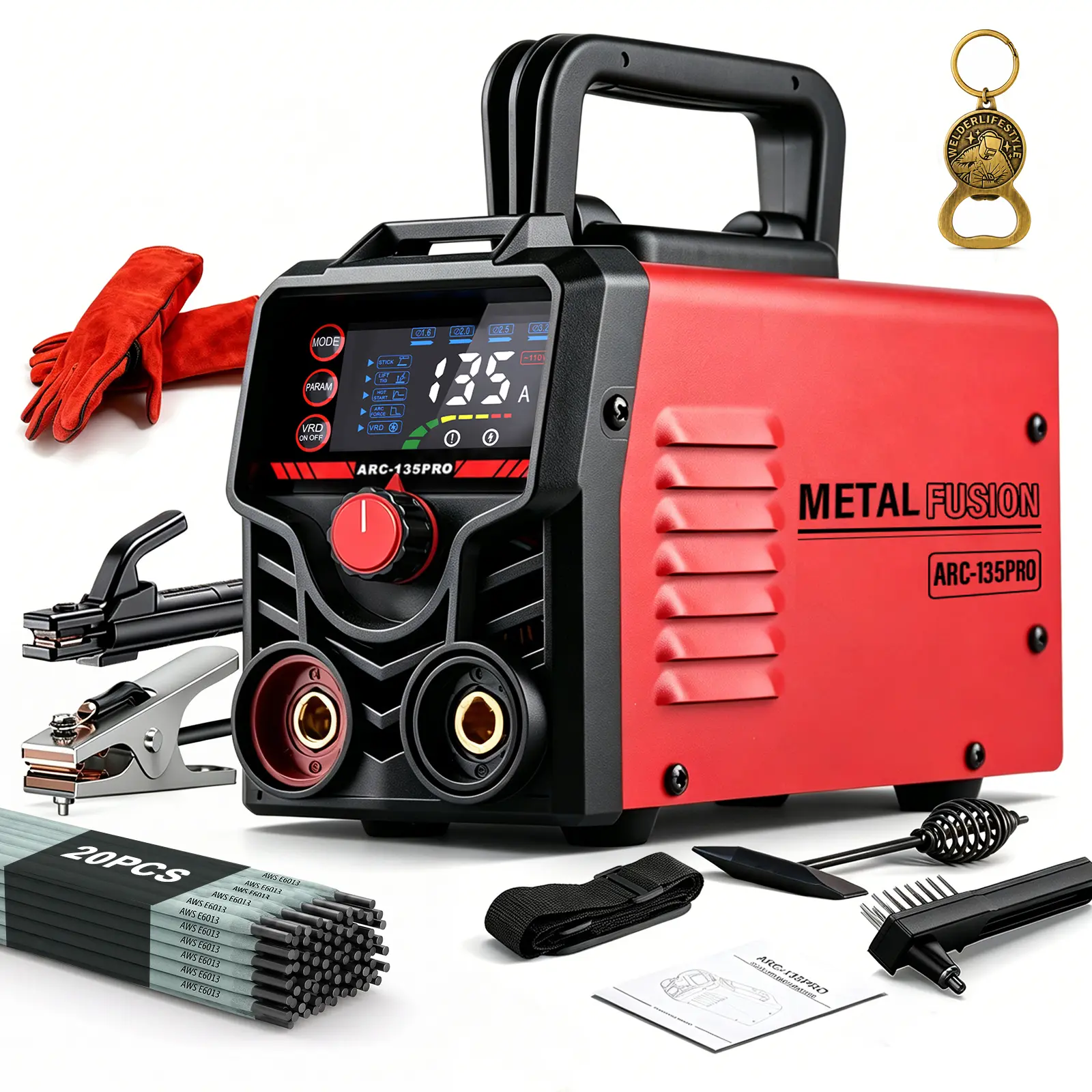 GNIWELDER 110V Stick Welder, Portable Mini ARC Welding Machine with E6013 Welding Rods, Pure Copper Power Cord, 2M Welding Leads, Large LED Display, Smart Rod Match, Hot Start, Arc Force, Anti-Stick & VRD for Home DIY