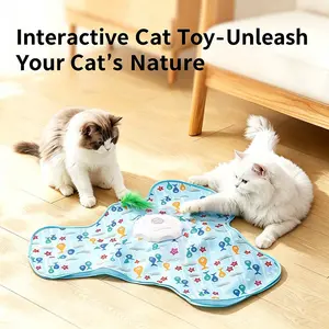 Cat Hunting Hood Interactive Toy, Electric Auto Spin Pet Toy, 360° Random Motion, Connects to Cat Wand, Stimulates Cats Interest, Automatic