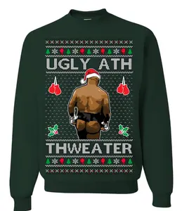 Ugly Ath Sweater Merry Chrithmith Sweatshirt, Mike Tyson Butt Viral Kiss My Boxing Fight Meme, Men Women Funny Ugly Christmas Sweater Ugly Christmas