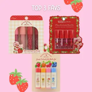 Strawberry Shortcake Lipgloss Set BEST SELLERS 3 SETS OF 3 PCS Long Lasting Moisturizing Smooth Application Top 3 Favs