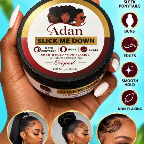 Slick Me down, A premium hair pomade and perfect gel replacement for slick hair styles. For All hair types, Gentle on The hair but firm on Styling
